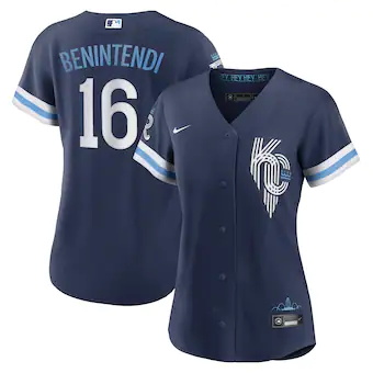 womens nike andrew benintendi navy kansas city royals 2022 